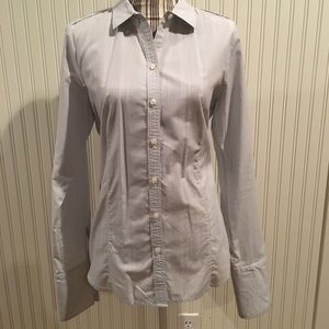 Ann Taylor blue pinstripe shirt size 12 EUC